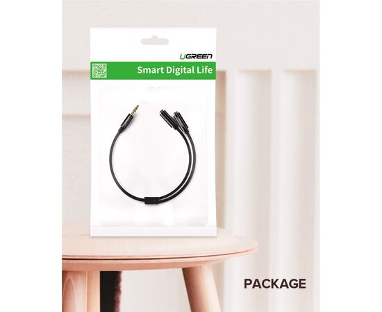 Кабель мультимедийный 3.5mm to TRSx2 M/F 0.25m Ugreen (10739), изображение 6 Кабель мультимедийный 3.5mm to TRSx2 M/F 0.25m Ugreen (10739), изображение 6