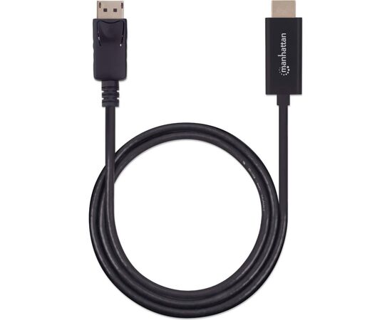 Кабель мультимедийный DisplayPort M to HDMI M 1.0m 4K60Hz UFHD Manhattan Intracom (153195), изображение 2 Кабель мультимедийный DisplayPort M to HDMI M 1.0m 4K60Hz UFHD Manhattan Intracom (153195), изображение 2
