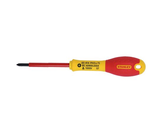 Отвертка Stanley электрика FatMax VDE 1000V изолированная с жалом под шлиц Ph0х75мм (0-65-414)