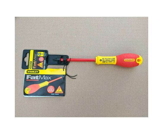 Отвертка Stanley электрика FatMax VDE 1000V изолированная с жалом под шлиц Ph1х100мм (0-65-415), изображение 2 Отвертка Stanley электрика FatMax VDE 1000V изолированная с жалом под шлиц Ph1х100мм (0-65-415), изображение 2