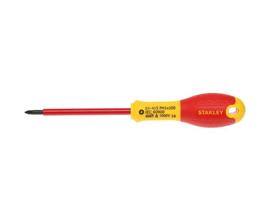 Отвертка Stanley электрика FatMax VDE 1000V изолированная с жалом под шлиц Ph1х100мм (0-65-415)