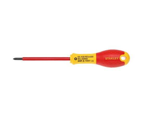 Отвертка Stanley электрика FatMax VDE 1000V изолированная с жалом под шлиц Pz1х100мм (0-65-418)