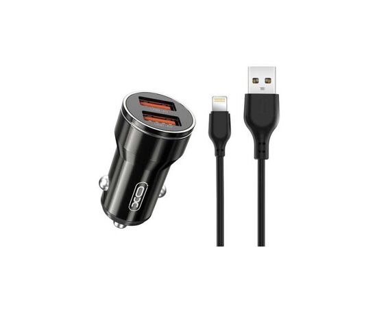 Зарядное устройство XO CC48 Smart Metal 2USB + cable Lightning (XO-CC48i-BK), изображение 2 Зарядное устройство XO CC48 Smart Metal 2USB + cable Lightning (XO-CC48i-BK), изображение 2