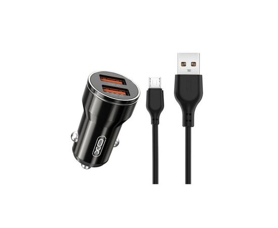 Зарядний пристрій XO CC48 Smart Metal 2USB + cable MicroUSB (XO-CC48m-BK)