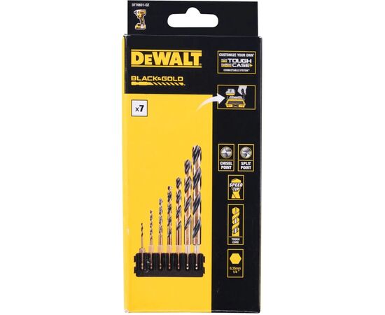 Набір свердл DeWALT в касеті для Tough Case, по металу Black & Gold, 1/4 дюйма, 8 шт (DT70831)