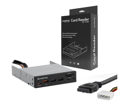 Считыватель флеш-карт Chieftec 3.5" 2xUSB3.2/2xType-C/1xPD3.0/1xQC3.0 USB (CRD-908H), изображение 5 Считыватель флеш-карт Chieftec 3.5" 2xUSB3.2/2xType-C/1xPD3.0/1xQC3.0 USB (CRD-908H), изображение 5