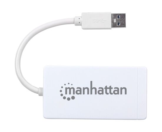 Концентратор Intracom Manhattan Pocket Hub 3-port USB3.0 + RJ45 Gigabit Ethernet White (507578), изображение 2 Концентратор Intracom Manhattan Pocket Hub 3-port USB3.0 + RJ45 Gigabit Ethernet White (507578), изображение 2