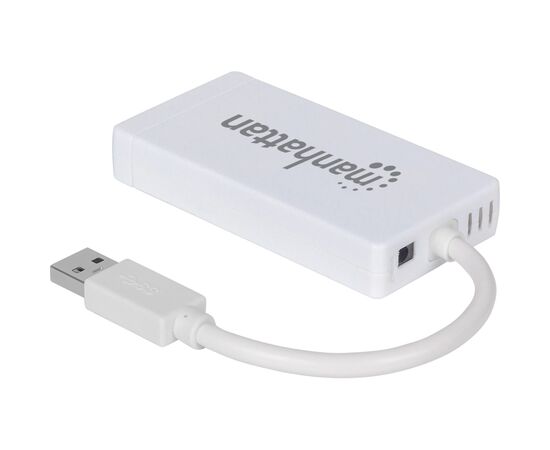 Концентратор Intracom Manhattan Pocket Hub 3-port USB3.0 + RJ45 Gigabit Ethernet White (507578), изображение 3 Концентратор Intracom Manhattan Pocket Hub 3-port USB3.0 + RJ45 Gigabit Ethernet White (507578), изображение 3