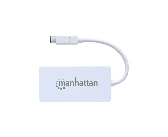 Концентратор Intracom Manhattan Type-C Hub 3-port USB3.0 + RJ45 Gigabit Ethernet White (507608), изображение 3 Концентратор Intracom Manhattan Type-C Hub 3-port USB3.0 + RJ45 Gigabit Ethernet White (507608), изображение 3