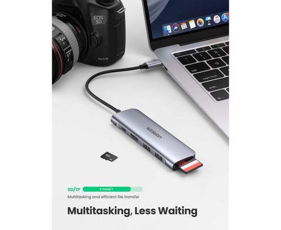 Концентратор Ugreen USB3.0 Type-C to HDMI/SDTF/USB 3.0x2/PD CM195 (70411), изображение 6 Концентратор Ugreen USB3.0 Type-C to HDMI/SDTF/USB 3.0x2/PD CM195 (70411), изображение 6