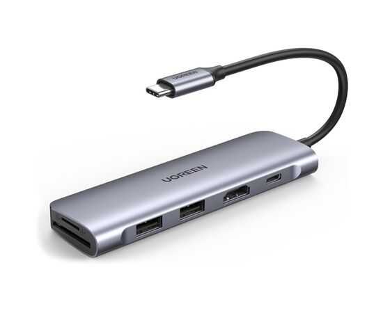 Концентратор Ugreen USB3.0 Type-C to HDMI/SDTF/USB 3.0x2/PD CM195 (70411)
