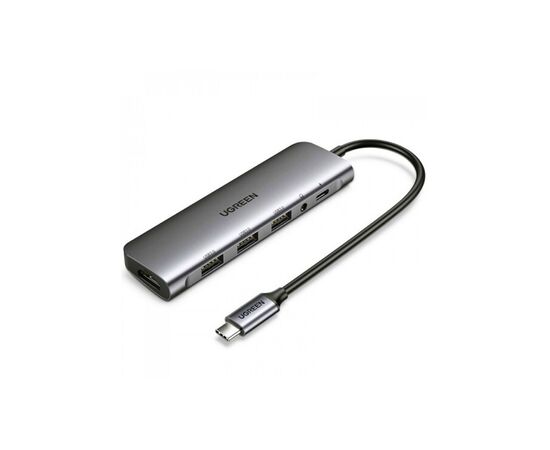 Концентратор Ugreen USB3.0 Type-C to USB 3.0x3/HDMI/jack 3.5mm/PD CM136 (80132)