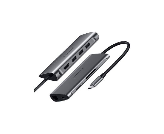 Концентратор Ugreen USB3.0 Type-C to USB 3.0x3/HDMI/RJ45/SDTF/PD CM121 (50538), изображение 2 Концентратор Ugreen USB3.0 Type-C to USB 3.0x3/HDMI/RJ45/SDTF/PD CM121 (50538), изображение 2