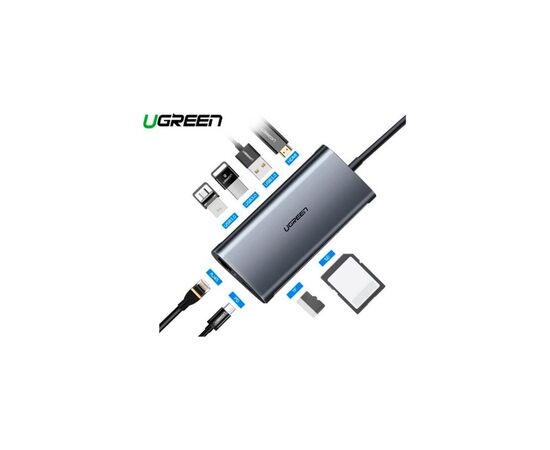 Концентратор Ugreen USB3.0 Type-C to USB 3.0x3/HDMI/RJ45/SDTF/PD CM121 (50538), изображение 3 Концентратор Ugreen USB3.0 Type-C to USB 3.0x3/HDMI/RJ45/SDTF/PD CM121 (50538), изображение 3