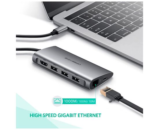 Концентратор Ugreen USB3.0 Type-C to USB 3.0x3/HDMI/RJ45/SDTF/PD CM121 (50538), изображение 4 Концентратор Ugreen USB3.0 Type-C to USB 3.0x3/HDMI/RJ45/SDTF/PD CM121 (50538), изображение 4