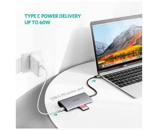 Концентратор Ugreen USB3.0 Type-C to USB 3.0x3/HDMI/RJ45/SDTF/PD CM121 (50538), изображение 6 Концентратор Ugreen USB3.0 Type-C to USB 3.0x3/HDMI/RJ45/SDTF/PD CM121 (50538), изображение 6
