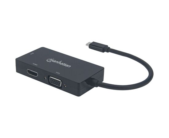 Концентратор Intracom USB3.1 Type-C to HDMI/DVI-I/VGA Black Manhattan (152983), изображение 2 Концентратор Intracom USB3.1 Type-C to HDMI/DVI-I/VGA Black Manhattan (152983), изображение 2
