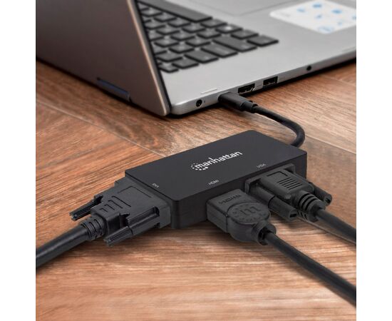 Концентратор Intracom USB3.1 Type-C to HDMI/DVI-I/VGA Black Manhattan (152983), изображение 5 Концентратор Intracom USB3.1 Type-C to HDMI/DVI-I/VGA Black Manhattan (152983), изображение 5