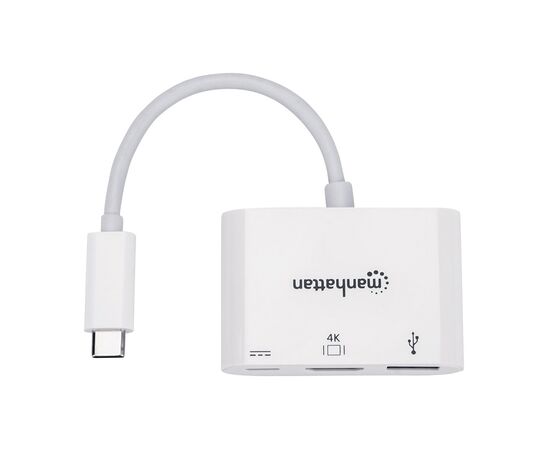 Концентратор Intracom USB3.1 Type-C to HDMI/USB 3.0/PD 60W 4-in-1 White Manhattan (152945), изображение 4 Концентратор Intracom USB3.1 Type-C to HDMI/USB 3.0/PD 60W 4-in-1 White Manhattan (152945), изображение 4