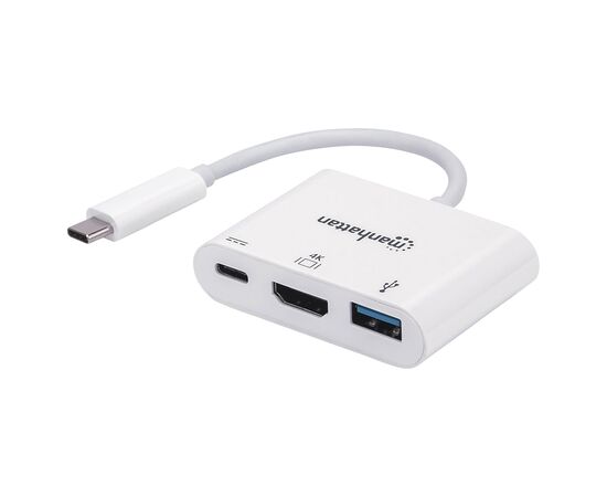 Концентратор Intracom USB3.1 Type-C to HDMI/USB 3.0/PD 60W 4-in-1 White Manhattan (152945)