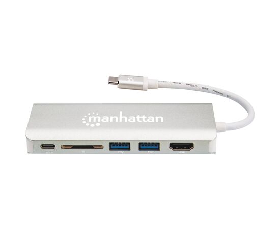 Концентратор Intracom USB3.1 Type-C to HDMI/USB 3.0x2/RJ45/SD/PD 60W Hub 7-in-1 Manhattan (152075), изображение 3 Концентратор Intracom USB3.1 Type-C to HDMI/USB 3.0x2/RJ45/SD/PD 60W Hub 7-in-1 Manhattan (152075), изображение 3