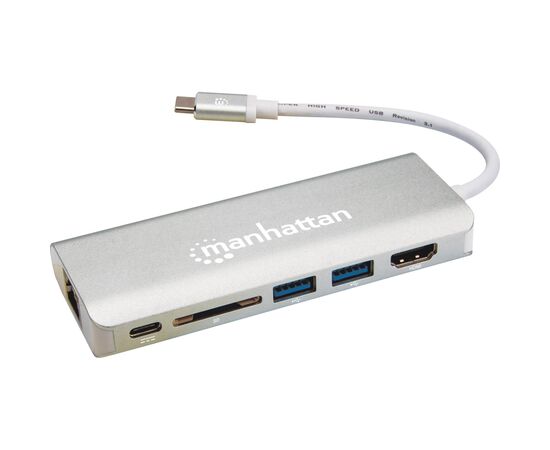 Концентратор Intracom USB3.1 Type-C to HDMI/USB 3.0x2/RJ45/SD/PD 60W Hub 7-in-1 Manhattan (152075)