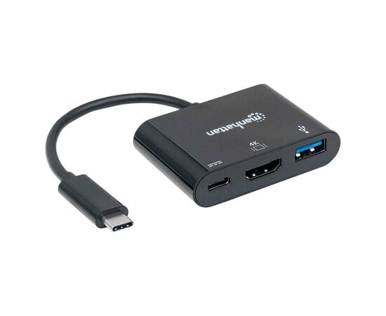 Концентратор Intracom USB3.1 Type-C to USB3.0/HDMI/USB-C (F) black Manhattan (152037), изображение 2 Концентратор Intracom USB3.1 Type-C to USB3.0/HDMI/USB-C (F) black Manhattan (152037), изображение 2