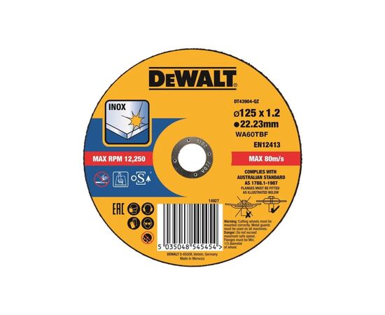 Круг відрізний DeWALT EXTREME, нержавіюча сталь/листовий метал, 125х1.2х22.23 мм (DT43904)