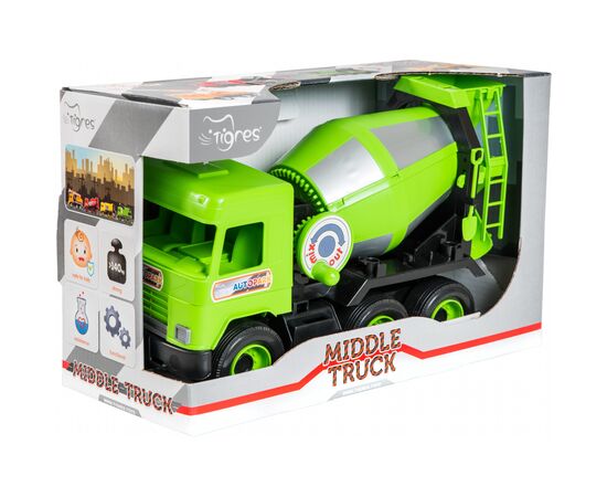 Спецтехника Tigres Авто "Middle truck" бетоносмеситель (св. зеленый) в коробке (39485), изображение 2 Спецтехника Tigres Авто "Middle truck" бетоносмеситель (св. зеленый) в коробке (39485), изображение 2