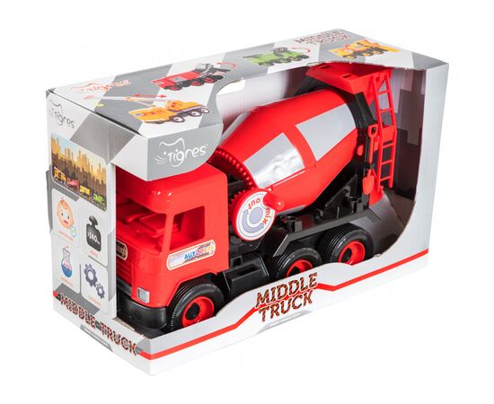 Спецтехника Tigres Авто "Middle truck" бетоносмеситель (красный) в коробке (39489), изображение 2 Спецтехника Tigres Авто "Middle truck" бетоносмеситель (красный) в коробке (39489), изображение 2