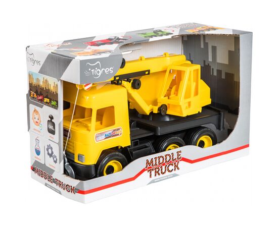 Спецтехника Tigres Авто "Middle truck" кран (желтый) в коробке (39491), изображение 2 Спецтехника Tigres Авто "Middle truck" кран (желтый) в коробке (39491), изображение 2