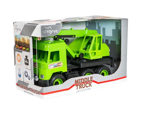 Спецтехника Tigres Авто "Middle truck" кран (св. зеленый) в коробке (39483), изображение 2 Спецтехника Tigres Авто "Middle truck" кран (св. зеленый) в коробке (39483), изображение 2