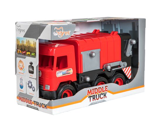 Спецтехника Tigres Авто "Middle truck" мусоровоз (красный) в коробке (39488), изображение 2 Спецтехника Tigres Авто "Middle truck" мусоровоз (красный) в коробке (39488), изображение 2
