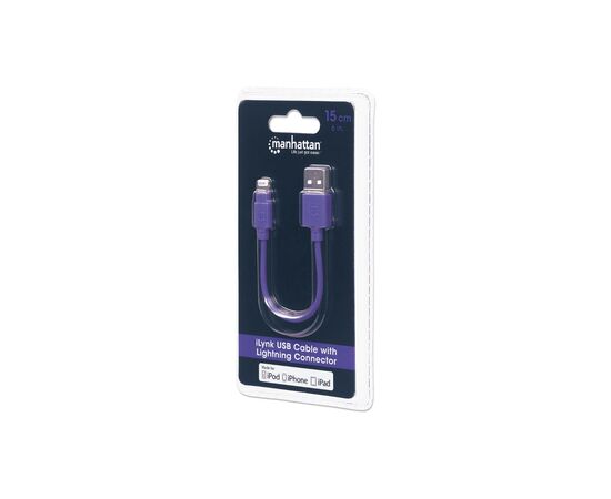 Дата кабель iPhone 5/6/Ipad 4, 0.15m purple Manhattan Intracom (394451), изображение 2 Дата кабель iPhone 5/6/Ipad 4, 0.15m purple Manhattan Intracom (394451), изображение 2