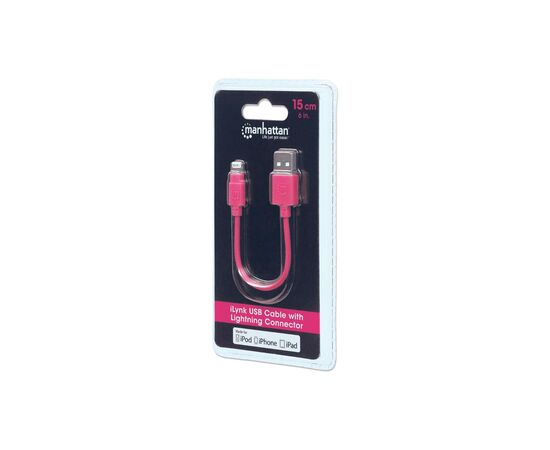 Дата кабель iPhone 5/6/Ipad 4, 0.15m pink Manhattan Intracom (394420), изображение 2 Дата кабель iPhone 5/6/Ipad 4, 0.15m pink Manhattan Intracom (394420), изображение 2
