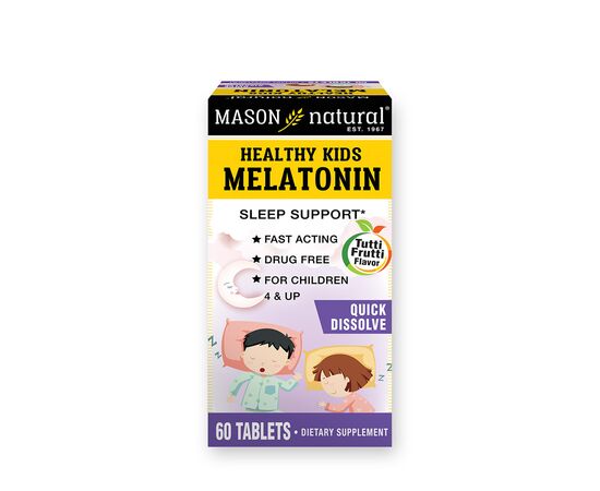 Аминокислота Mason Natural Детский Мелатонин, вкус фруктов, Healthy Kids Melatonin, 60 таблет (MAV18545)