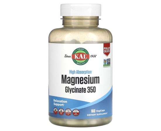 Минералы KAL Магний Глицинат высокой усваиваемости, 350 мг, High Absorption M (CAL-39022)