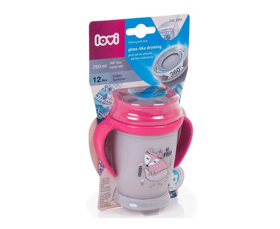 Поїльник-непроливайка Lovi 360 з ручками Junior Indian Summer Girl 250 мл (1/591new), зображення 2 Поїльник-непроливайка Lovi 360 з ручками Junior Indian Summer Girl 250 мл (1/591new), зображення 2