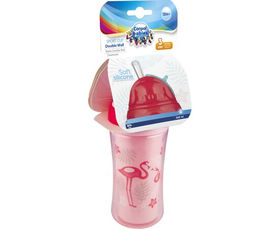 Поильник-непроливайка Canpol babies Фламинго двойная стенка с силиконовой трубочкой 260 мл (74/050), изображение 3 Поильник-непроливайка Canpol babies Фламинго двойная стенка с силиконовой трубочкой 260 мл (74/050), изображение 3