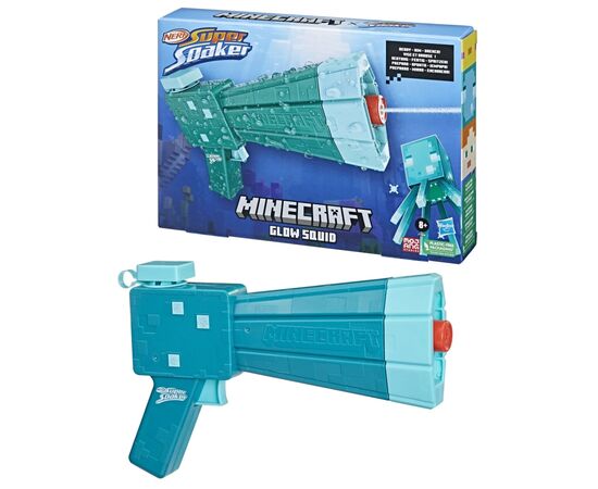 Игрушечное оружие Hasbro Nerf Водный бластер Майнкрафт Глоу Сквид (F7600), изображение 2 Игрушечное оружие Hasbro Nerf Водный бластер Майнкрафт Глоу Сквид (F7600), изображение 2