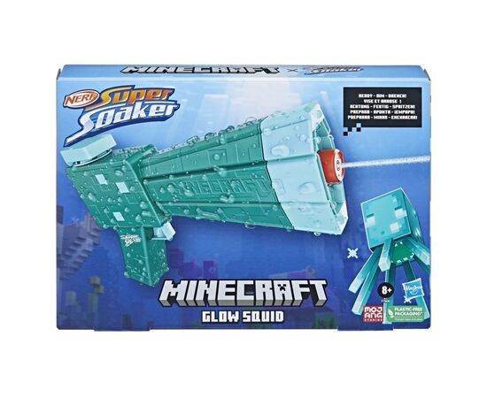 Игрушечное оружие Hasbro Nerf Водный бластер Майнкрафт Глоу Сквид (F7600), изображение 3 Игрушечное оружие Hasbro Nerf Водный бластер Майнкрафт Глоу Сквид (F7600), изображение 3