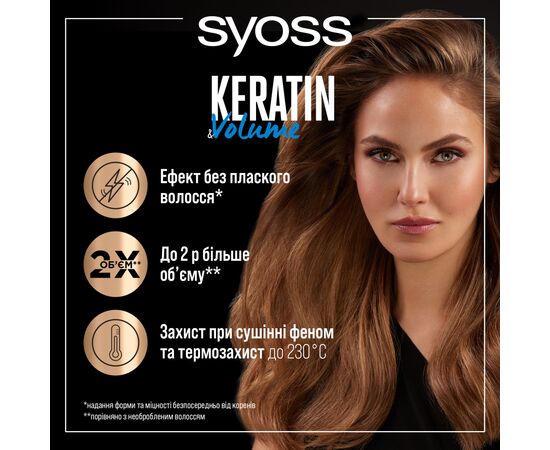 Спрей для волос Syoss Keratin & Volume Защита при сушке феном 200 мл (9000101712681), изображение 2 Спрей для волос Syoss Keratin & Volume Защита при сушке феном 200 мл (9000101712681), изображение 2