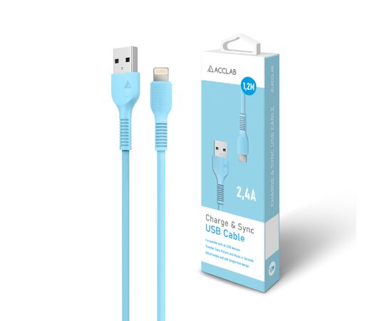 Дата кабель USB 2.0 AM to Lightning 1.2m AL-CBCOLOR-L1BL Blue ACCLAB (1283126518188), зображення 6 Дата кабель USB 2.0 AM to Lightning 1.2m AL-CBCOLOR-L1BL Blue ACCLAB (1283126518188), зображення 6