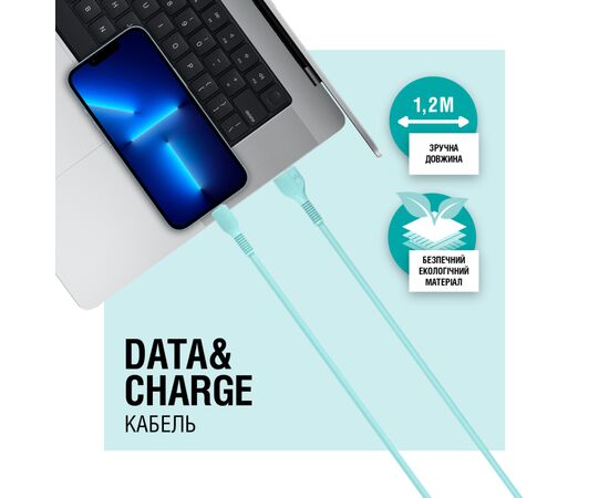 Дата кабель USB 2.0 AM to Lightning 1.2m AL-CBCOLOR-L1MT Mint ACCLAB (1283126518195), зображення 4 Дата кабель USB 2.0 AM to Lightning 1.2m AL-CBCOLOR-L1MT Mint ACCLAB (1283126518195), зображення 4