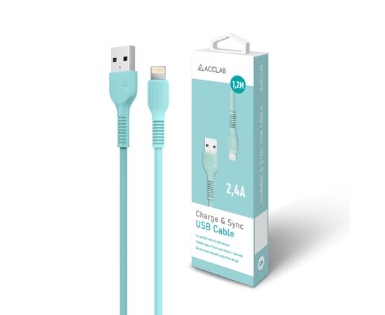 Дата кабель USB 2.0 AM to Lightning 1.2m AL-CBCOLOR-L1MT Mint ACCLAB (1283126518195), зображення 6 Дата кабель USB 2.0 AM to Lightning 1.2m AL-CBCOLOR-L1MT Mint ACCLAB (1283126518195), зображення 6