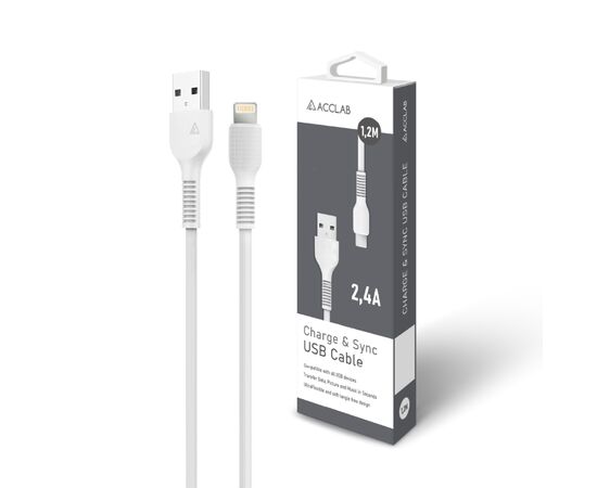 Дата кабель USB 2.0 AM to Lightning 1.2m AL-CBCOLOR-L1WT White ACCLAB (1283126518225), зображення 6 Дата кабель USB 2.0 AM to Lightning 1.2m AL-CBCOLOR-L1WT White ACCLAB (1283126518225), зображення 6