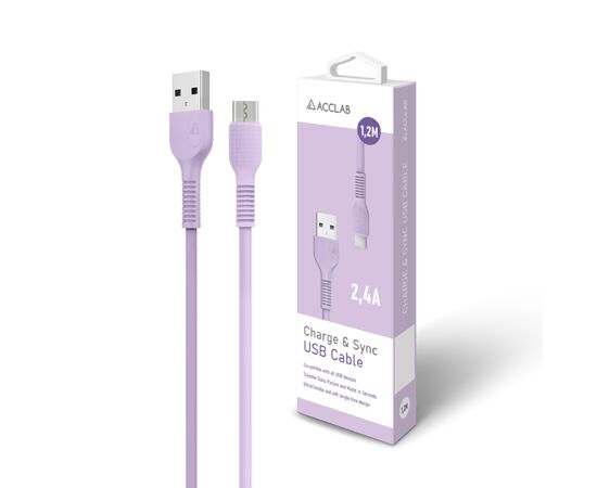 Дата кабель USB 2.0 AM to Micro 5P 1.2m AL-CBCOLOR-M1PP Purple ACCLAB (1283126518126), изображение 6 Дата кабель USB 2.0 AM to Micro 5P 1.2m AL-CBCOLOR-M1PP Purple ACCLAB (1283126518126), изображение 6