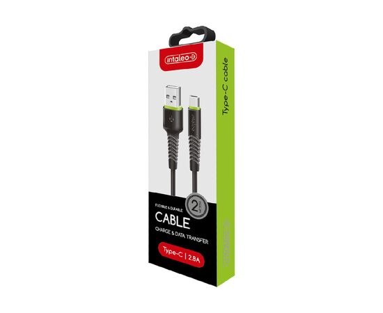 Дата кабель USB 2.0 AM to Type-C 2.0m CBFLEXT2 Black Intaleo (1283126521423), зображення 2 Дата кабель USB 2.0 AM to Type-C 2.0m CBFLEXT2 Black Intaleo (1283126521423), зображення 2