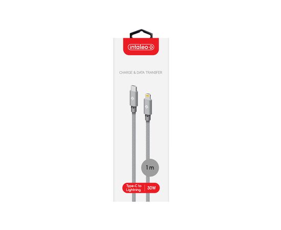 Дата кабель USB-C to Lightning 1.0m CBGNYTL1 30W Grey Intaleo (1283126559587), зображення 4 Дата кабель USB-C to Lightning 1.0m CBGNYTL1 30W Grey Intaleo (1283126559587), зображення 4
