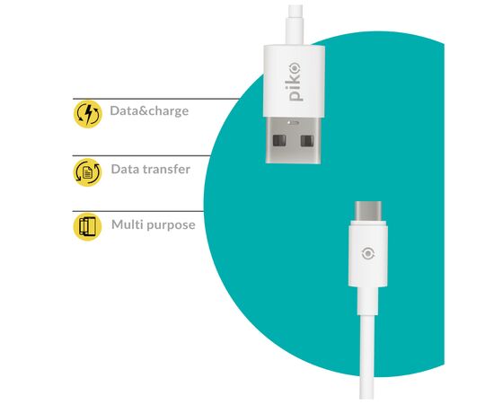 Дата кабель USB 2.0 AM to Type-C 1.2m CB-UT11 White Piko (1283126477522), изображение 2 Дата кабель USB 2.0 AM to Type-C 1.2m CB-UT11 White Piko (1283126477522), изображение 2